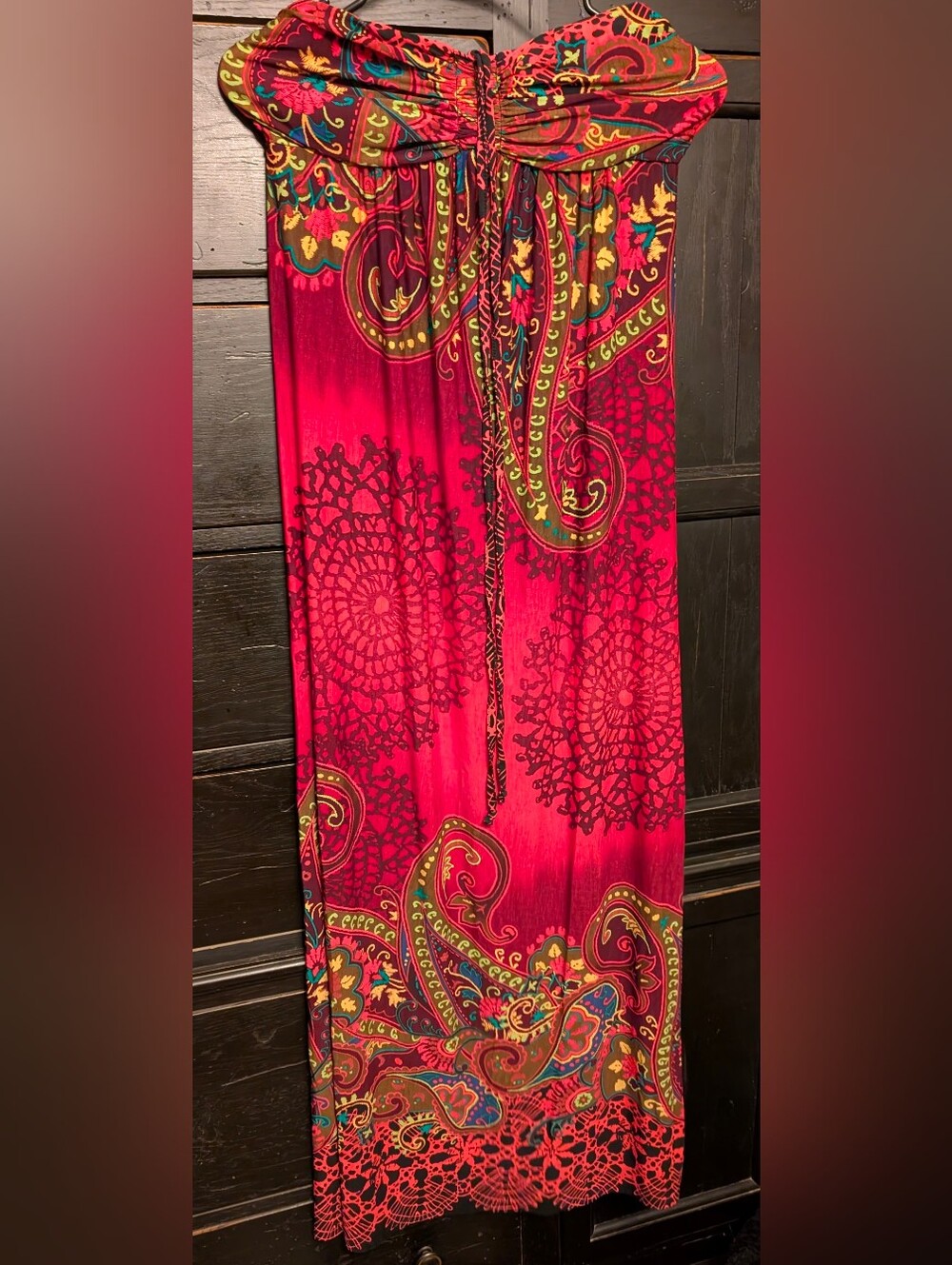 Moa Moa Multicolor Paisley Print Dress with Tie Detail